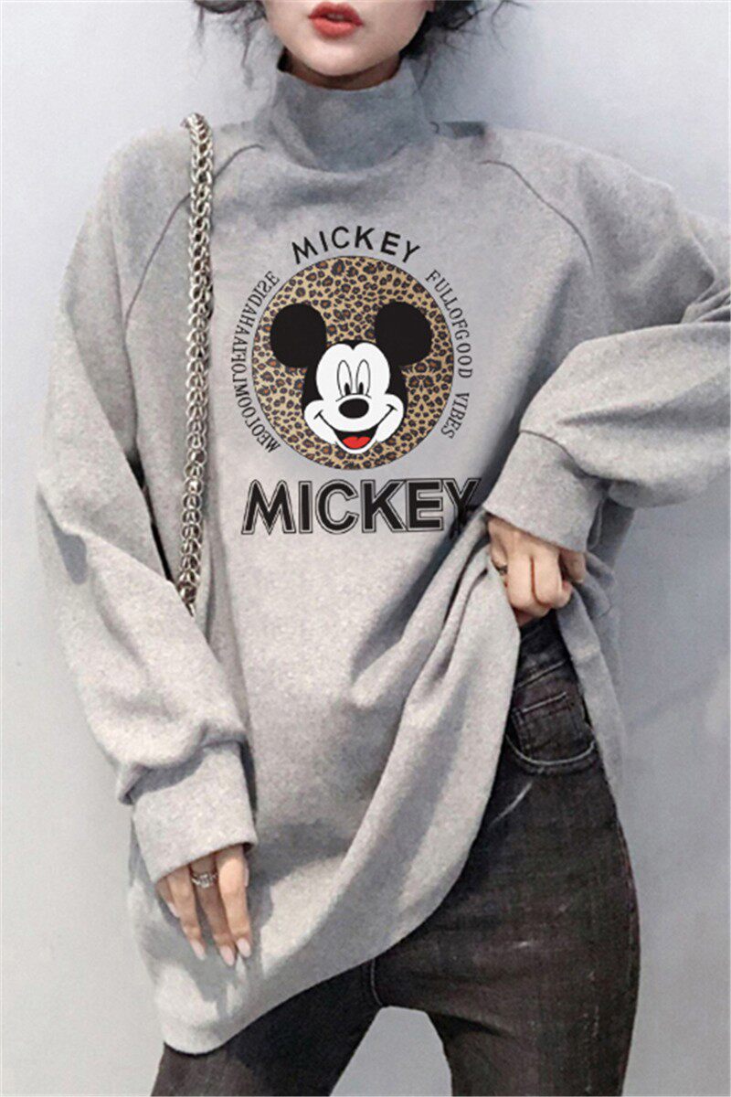 Europe station 2022 new spring and autumn plus semi-high neckline women in the middle of a long version of the loose undershirt blouse