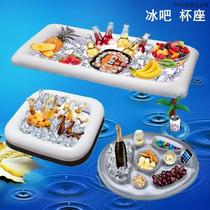 Ice bar cup holder water inflatable toy pool party drink cup holder ice bucket swimming and floating ice trough tray
