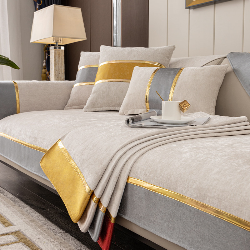 Sofa cushion light extravagant Four Seasons universal Nordic minimalist modern anti-slip upscale fabric genuine leather solid wood sofa backrest