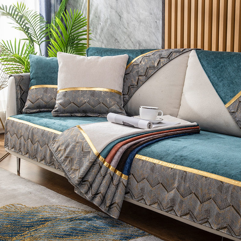 Minimalist modern sofa cushion light extravagant all season universal Nordic luxurious Chinese solid wood non-slip cushion backrest towels cover