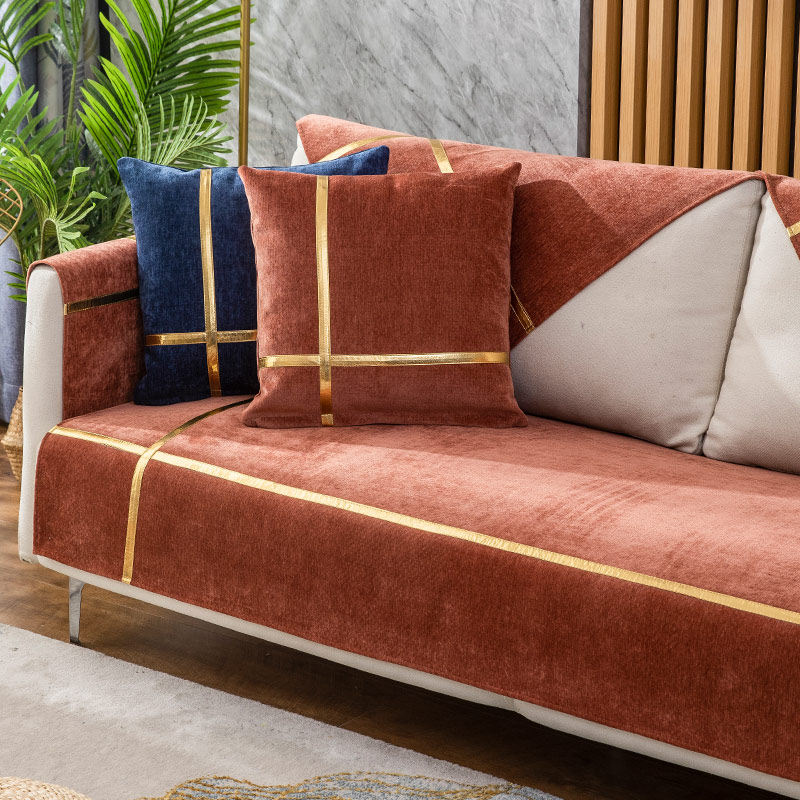 Light extravaganza Festive Red Sofa Mat minimalist Extravagant American Upscale All Season Universal Non-slip Universal Sofa Cover