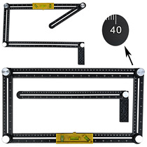 Multifunctional ruler aluminum alloy movable four-fold ruler stainless steel four-sided ruler four-fold multi-angle folding ruler