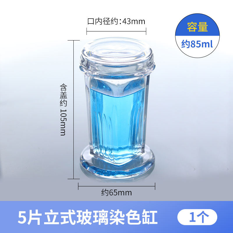 园形高盖染色缸 高品质5片载玻片 玻璃染色缸 染色架 5片切片盒