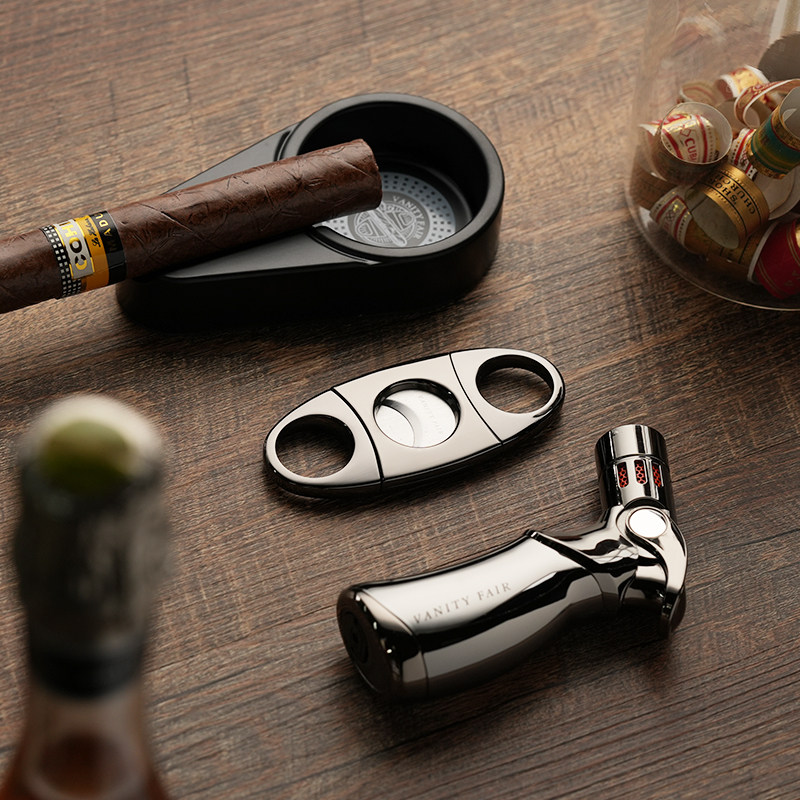 VANITYFAIR Cigar Scissors Three Tools Suit Cigar Pliers Clips Windproof Spray Gun Lighter Cigarette