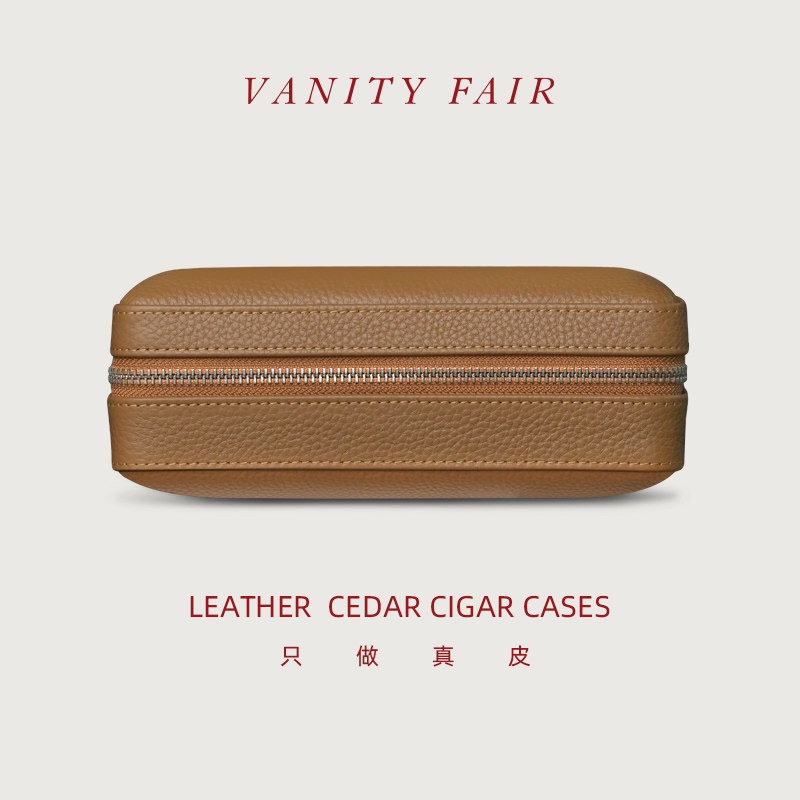VANITYFAIR Bull Leather Cigar Case Portable Cedar Wood Moisturizing Box Scissors Windproof Lighter Tool Suit-Taobao