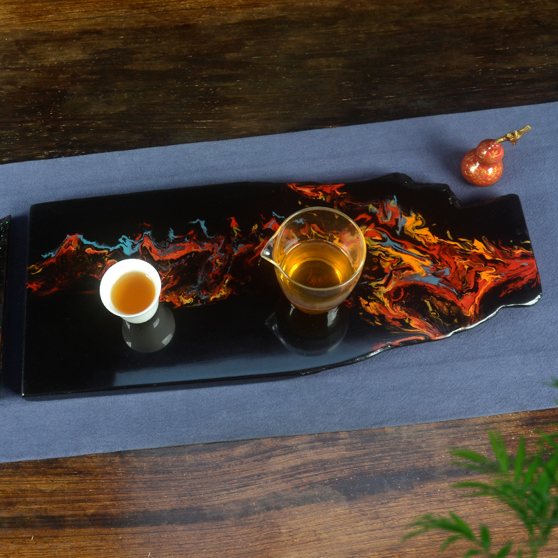 Seven Alley Lacquered Ware Tea Set Fuzhou Big Lacquer Handmade Dry And Wet Dual-use Tea Tray With Type Log Tea Room Decorated Tea Table