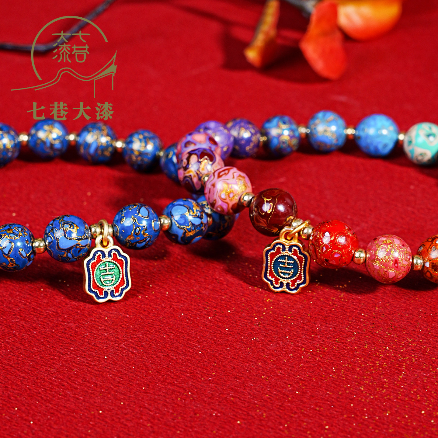 七巷大漆花瓶福州犀皮漆中式风格脱胎漆器工艺品红金观鱼-Taobao-Tmall