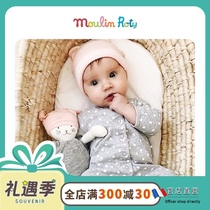 French moulinroty kitten music Baby soothing doll Baby plush toy doll rattle 1-2 years old