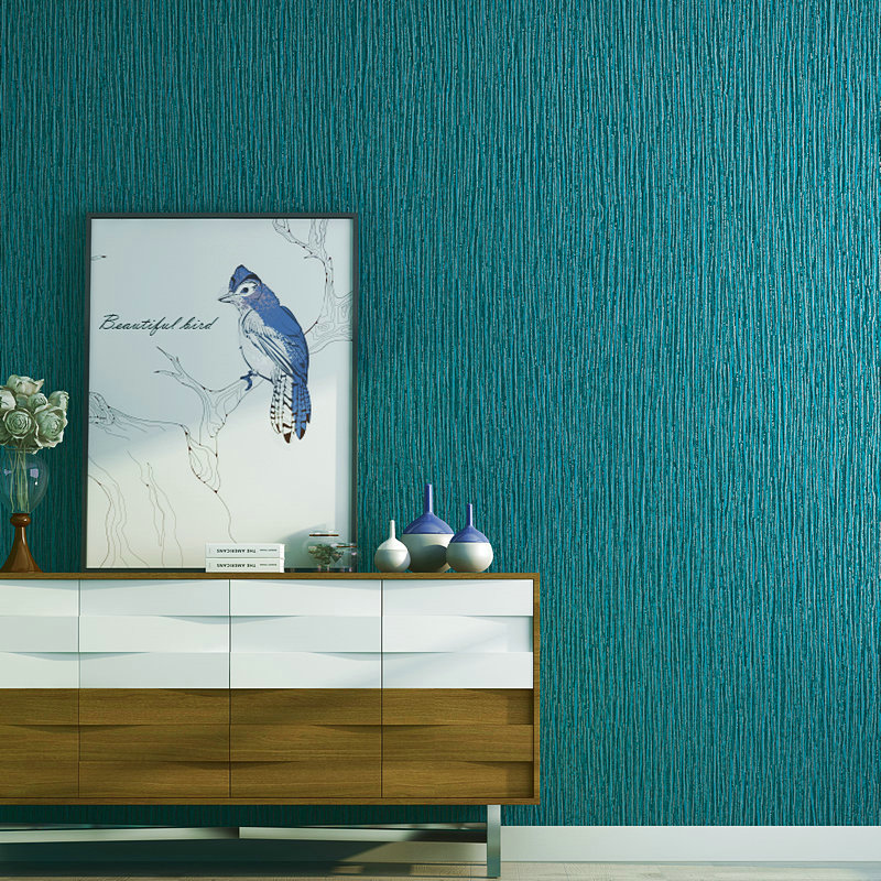 Southeast Asia 3D vegetarian color peacock blue green wallpaper pure color living room bedroom background clothing shop wallpaper Eurostyle extravaganza