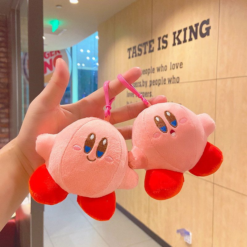 Cartoon Japanese-Style Plush Doll Kirby Backpack Small Pendant Toy Keychain Cute Couple Bag Decoration