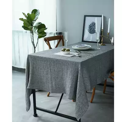 Mo language European and American style linen cotton natural wrinkled dyed double gray tablecloth cover can be customized