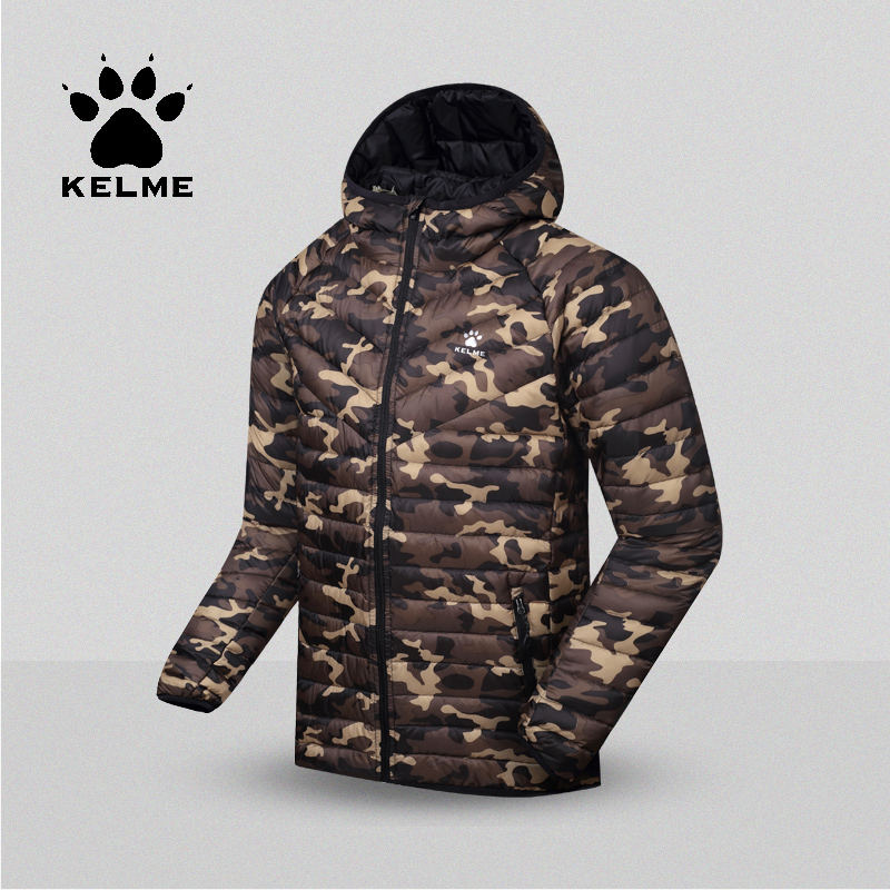 KELME KALME hooded sports cotton clothes men's and women's coats Camouflage cold running life leisure cotton coat top