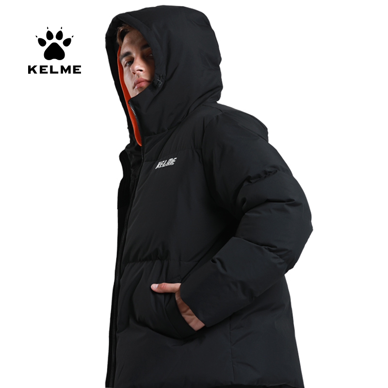 KELME Kalmei football sports down jacket winter training short knee hooded coat warm coat