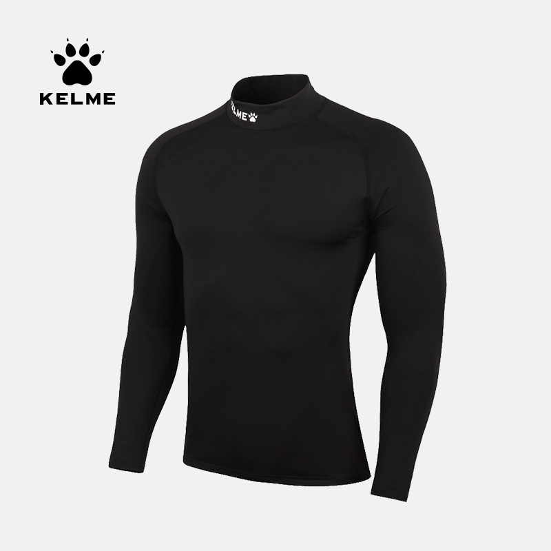 KELME Kalmi High collar Sport tight fit Men's sleeves Gardown thickened training fitness clothes Long sleeves Bottom T-Taobao
