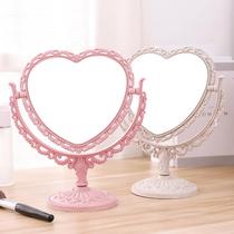 Girly heart desktop makeup mirror desktop double-sided princess mirror ins Internet celebrity European mirror student dormitory makeup mirror