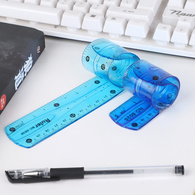 Elementary school children soft ruler 20cm30cm multifunction bendable children transparent and folding soft plastic ruler study stationery