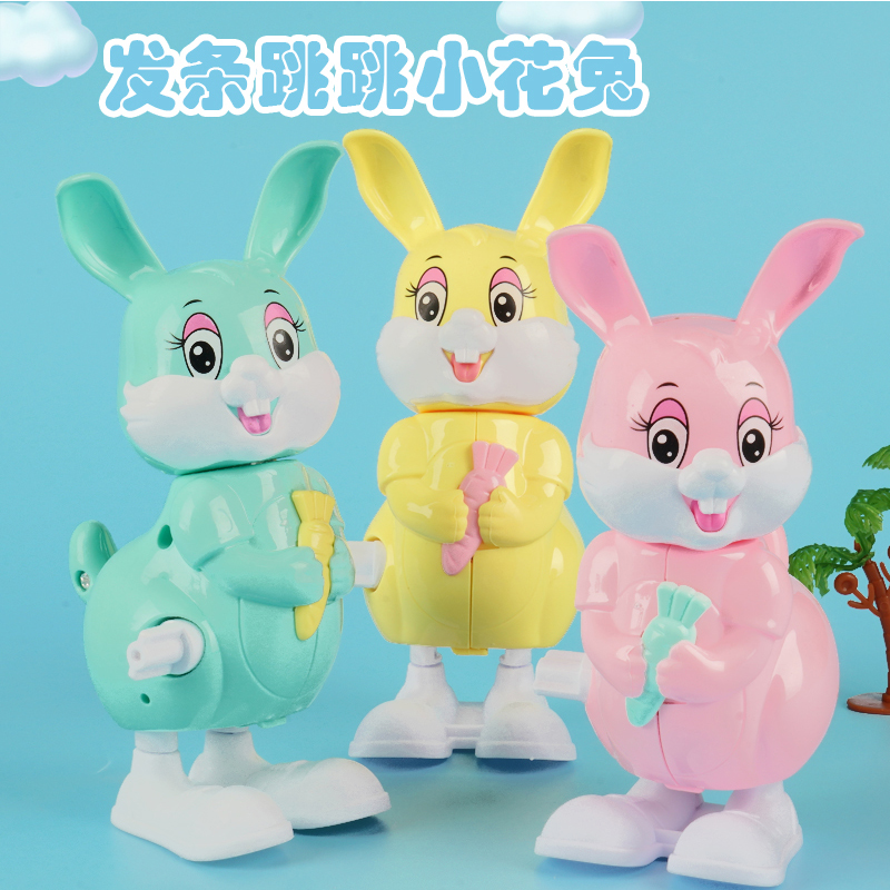 Small animal Puzzle Toy Kindergarten Gift for Child Clockwork Jumping Little Flower Rabbit Baby Baby Will Jump