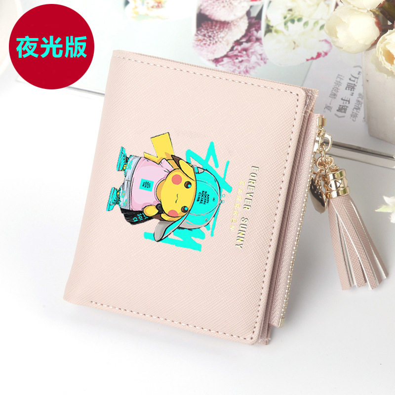 Anime Wallet for Women, Cute and Simple Tassel Coin Purse, Korean Style Multifunctional Ultra-Thin Short Wallet with Niche Design Anime Wallet for Women, Cute and Simple Tassel Coin Purse, Korean Style Multifunctional Ultra-Thin Short Wallet with Niche Design