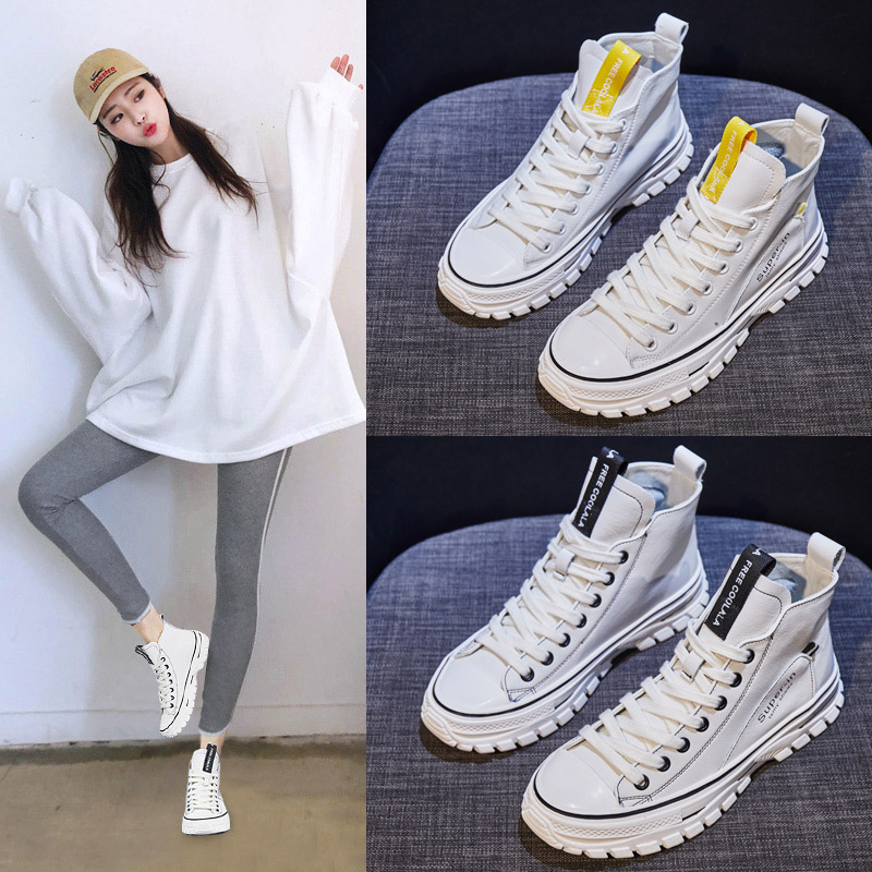 High Cylinder Shoes Women 2021 Autumn Winter Tide Shoes Thick Bottom Sports 100 lap fall ins Women Shoes Little White Sport