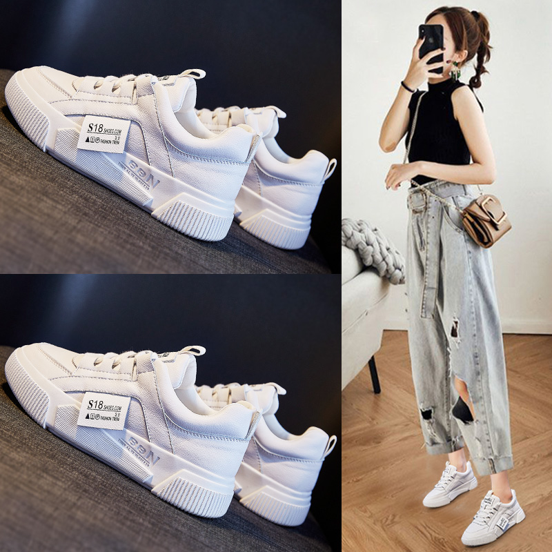 Small white women's shoes 2021 new thin paneled shoes 100 lapped bursting with thick bottom tide shoes sports casual old daddy board shoes summer