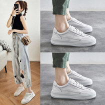 Thick-soled small white womens shoes 2021 new wild summer sports leather trendy shoes spring and autumn leisure thin old father explosive