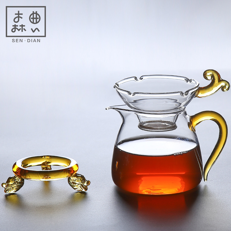Sendian Glass Tea Leak Brewer High Grade Kung Fu Gong Dao Cup Tea Filter Set Integrated Accessories Tea Filter Screen