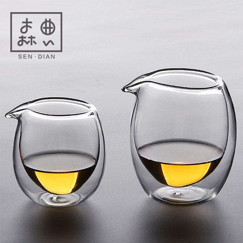 Glass fair cup tea leak set integrated tea dispenser tea sea single thickened tea set heat-resistant male cup split tea cup