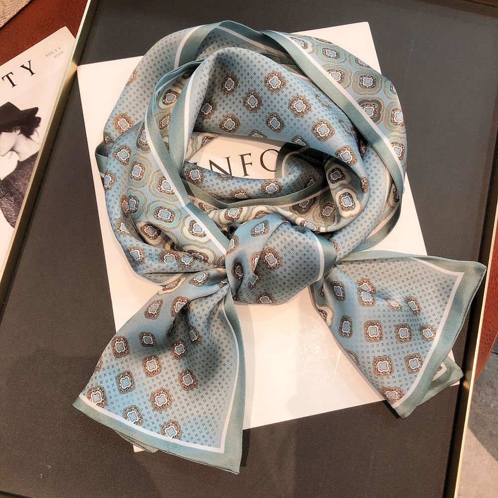 Hangzhou Silk Silk Screen Screen Blue Reduction Age Hundred Double-sided Double Silk Screen Female Small Narrow Tissue Strap