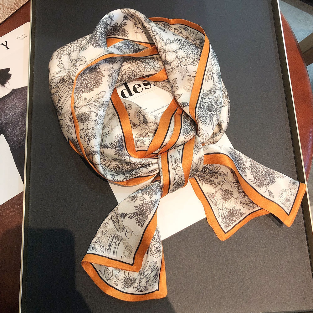 Oil painting silk scarf spring and autumn gas fashion long tiara 100 % sauna silk scarf with suit hair belt