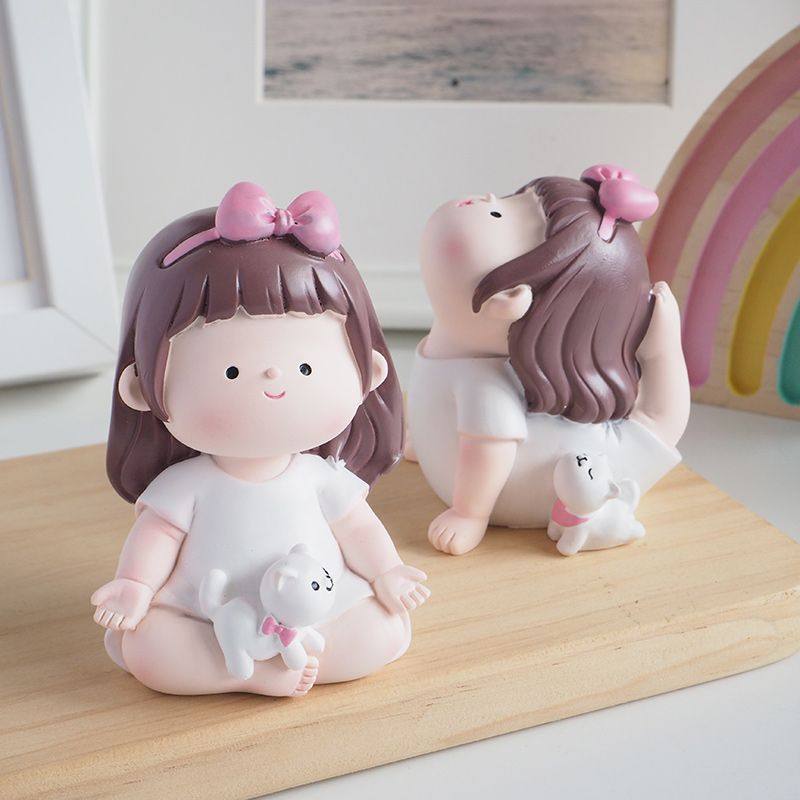 Anxiety-Free Yoga Girl Figurine Office Desk Decoration Anti-Anxiety Figure Workstation Stress Relief Healing Gift