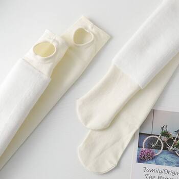 500g Women's Leggings for Outerwear, Cotton Pants, Tight-Fitting, Extra Thick, Off-White, Warm, Footed Tights for Autumn and Winter