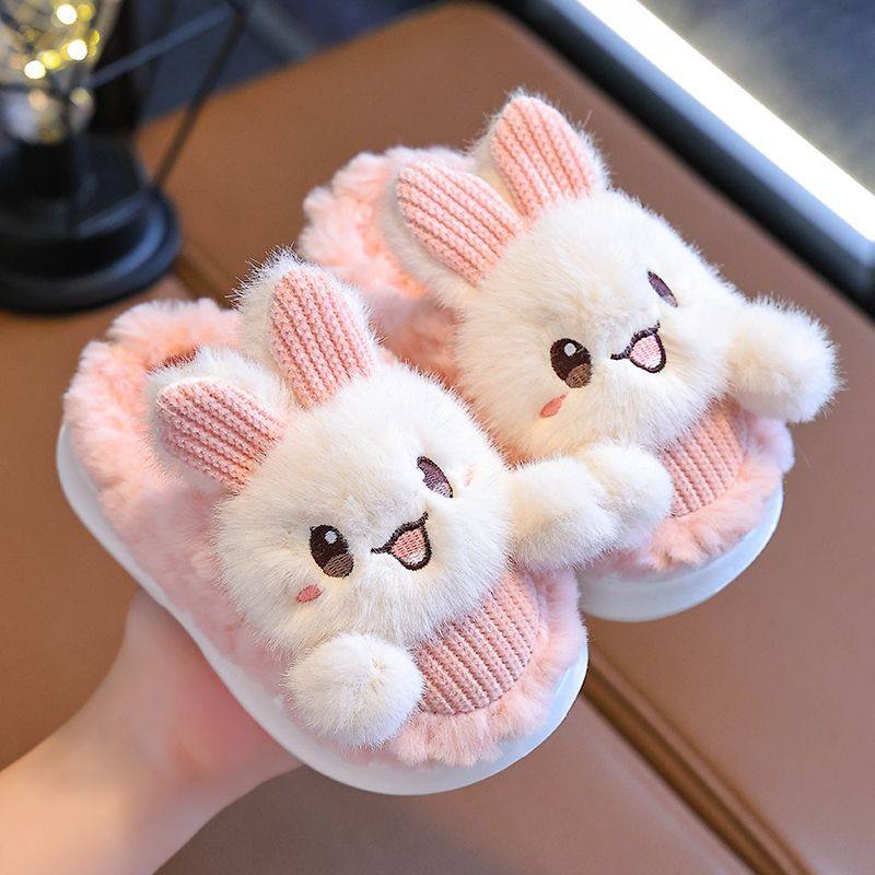 New Chinese-Style Children's Autumn and Winter Slippers, Non-Slip, Warm, Cute, Soft-Soled for Boys and Girls, Suitable for Home Use