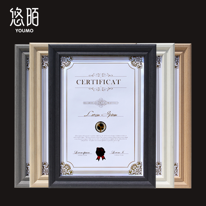 Youmo Solid Wood Certificate Frame, Scholarship Frame, Award Frame, High-Tech Business License Photo Frame A3A4 Wall Hanging