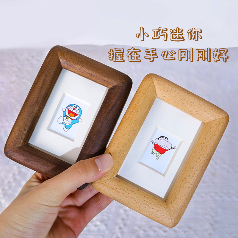 Mini Photo Frame Solid Wood Mortise and Tenon Black Walnut 3 4 5inch Office Desk Decoration DIY Photo Printing Creative Polaroid