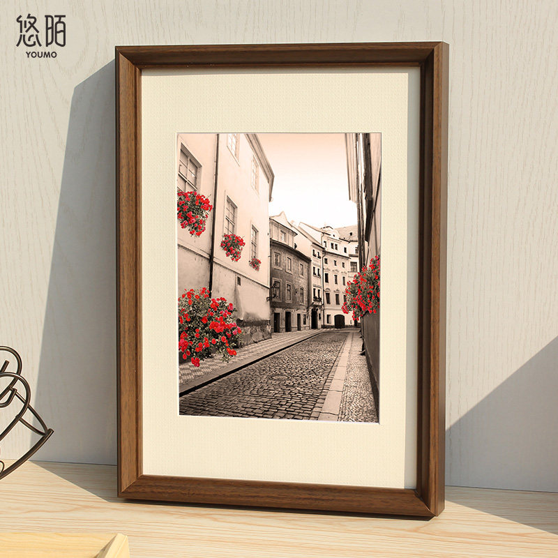 Solid wood photo frame custom picture frame outer frame hanging wall 8k20 A4A3 any size 4 open mounting puzzle frame 24 inches