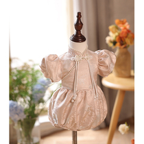 Baby girls one-year-old banquet dress summer thin and breathable Chinese-style cheongsam babys week-end bag fart suit birthday Tang suit