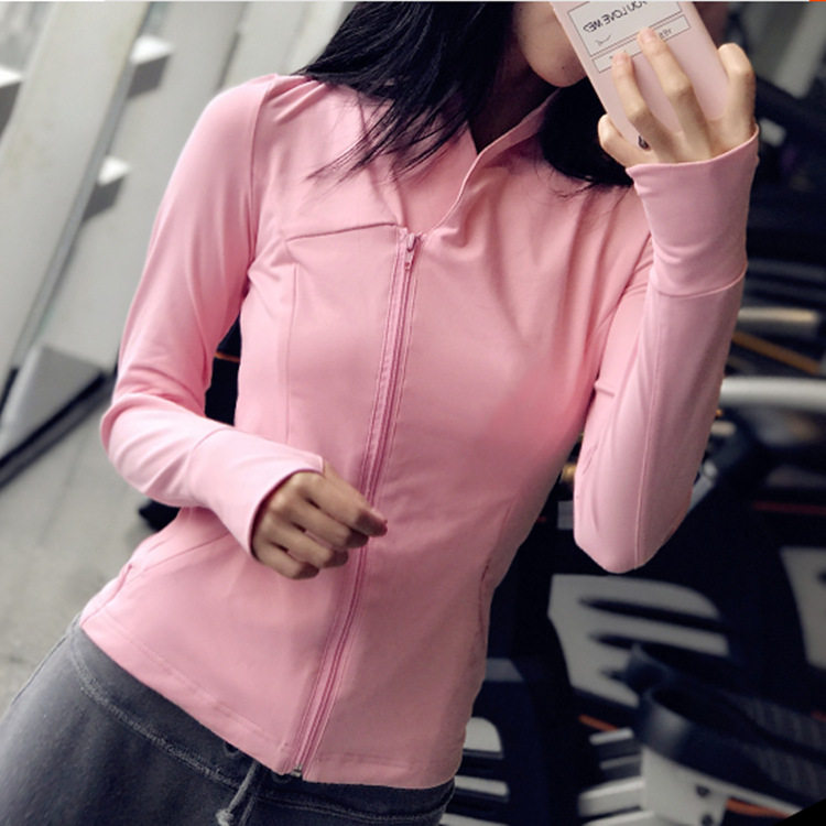 Autumn and winter stand-up collar oblique zipper sports jacket women's fitness jacket running long-sleeved yoga top tight running quick-drying