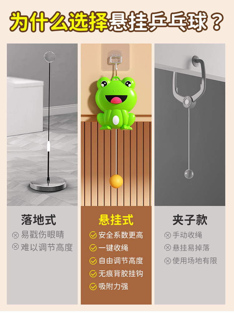 Hanging Table Tennis Kidsren's Training Device for 1 to 3 Years Old, 2 Family Interactive Indoor 6 Baby Attention and Educational Toys