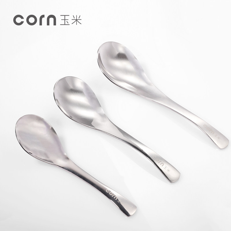 Corn 304 Stainless Steel Spoon Home Thickened Short Handle Children Learn To Eat With Small Soup Spoon Tablespoon Iron Spoon Tablespoon