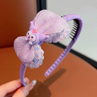 Сиреневые блестки для ногтей с бантиком, зубчатый ободок