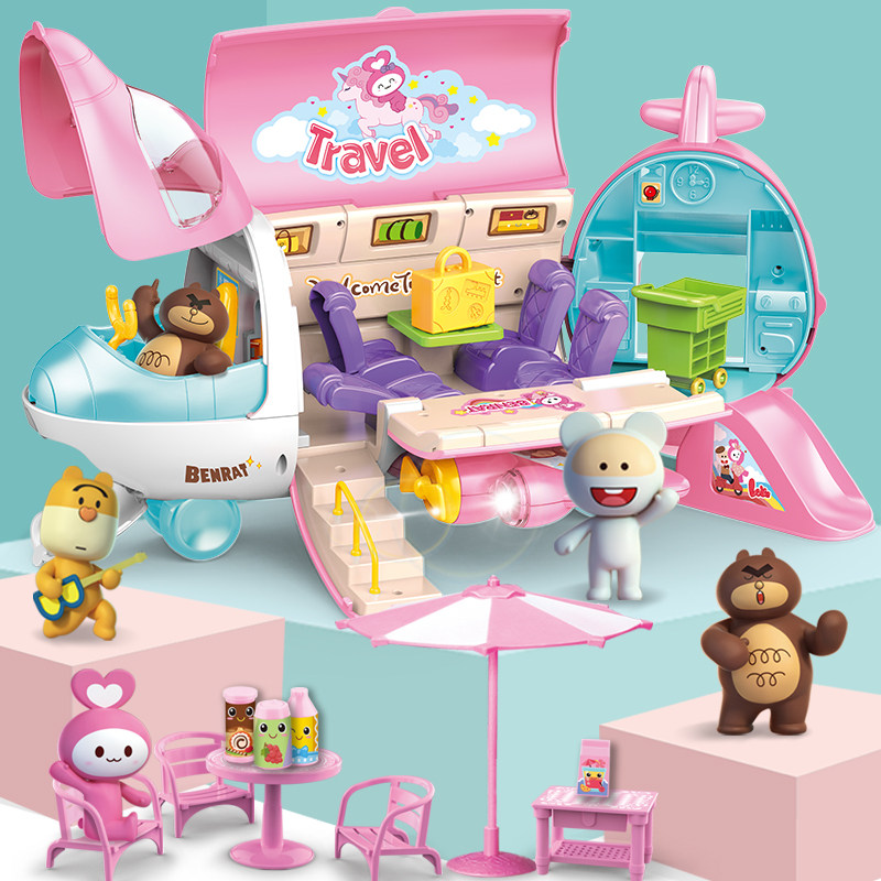 Children's toy airplane baby multi-function toy car set large passenger plane car 3 years old 4 boys puzzle girls