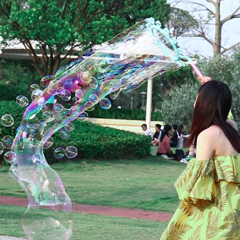 Blow Bubble Machine Big windmill Bubble Stick children Manual No need of battery mesh Red Toys Bubble Water Supplement