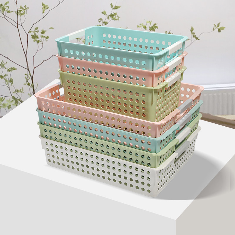 Thickened rectangular plastic storage basket food grade PP kitchen bathroom storage basket Desktop Storage Box storage basket