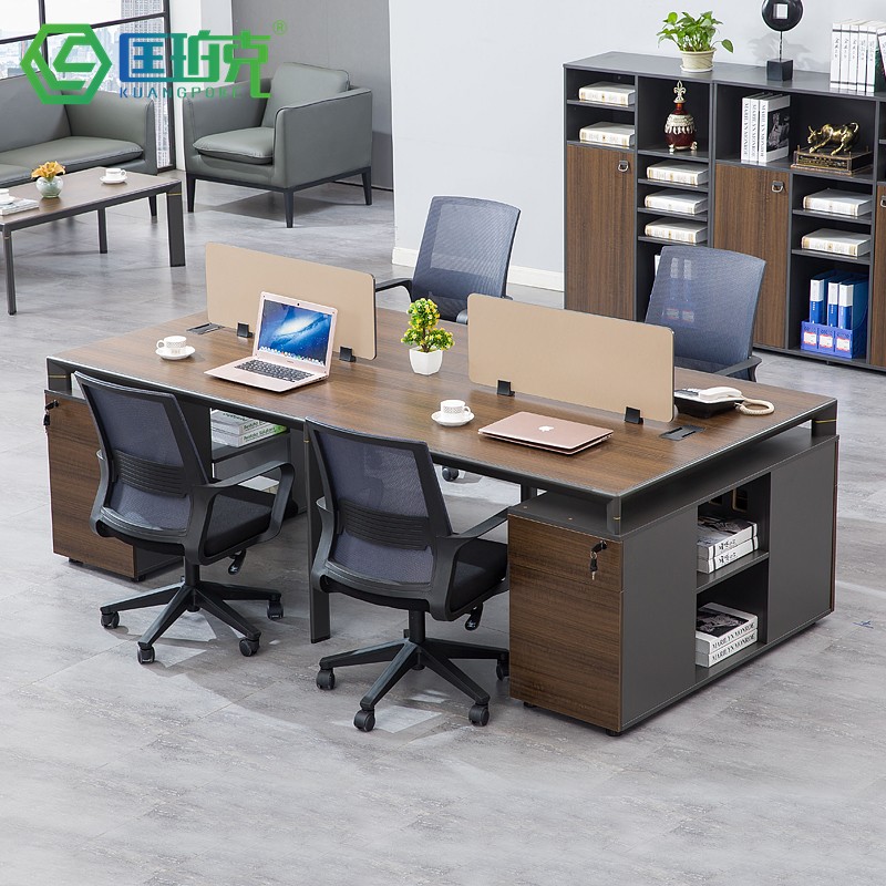 Staff desk 4 people simple modern office furniture four people work table and chair combination 6 card seat staff