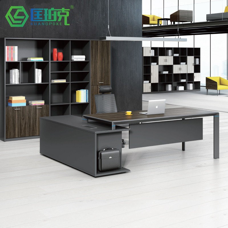 Guangzhou Office Furniture Owner Desk Single Supervisor Desk Brief Modern Manager Room With Side Cabinet Table And Chairs Combination