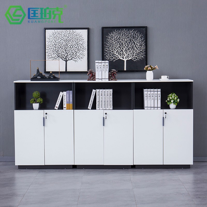Office Short Cabinet White Wooden Cabinet Window Edge Storage Information Cabinet Open Area Partition Cabinet Tea Water Room Cabinet