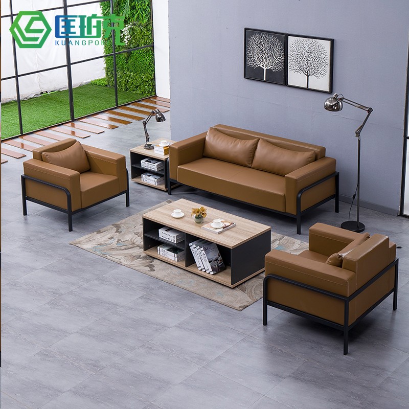 Industrial wind office sofa company guest reception room business triple office sofa tea couch combination
