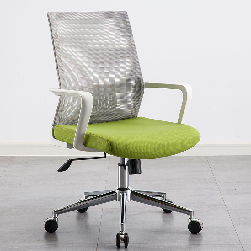 Kuang Perk Guangzhou Office Furniture Modern Staff Office Chair Meeting Chair Mesh Fabric Swivel Chair Computer White Frame Chair