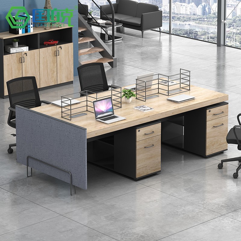 Staff desk simple modern office furniture creative industrial style 24 6 screen workstation four-person table and chair combination