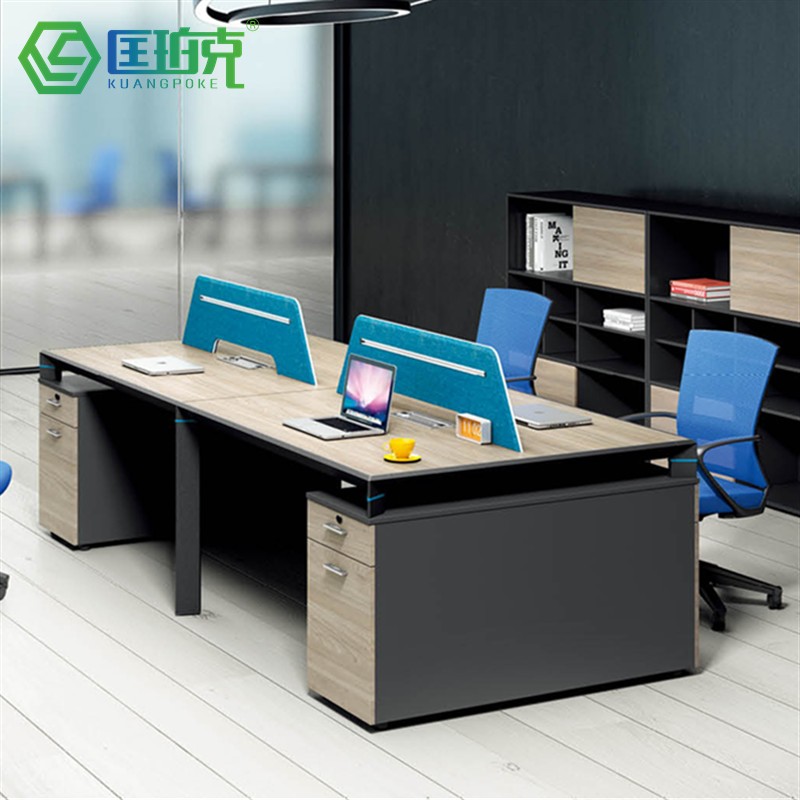 Modern staff desk simple office furniture double face to face desk work desk table chair combination four persons